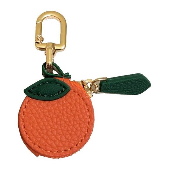 Cute Orange Fruit Change Purse AirTag Holder Bag Charm With Zipper New Trendy - Picture 1 of 4